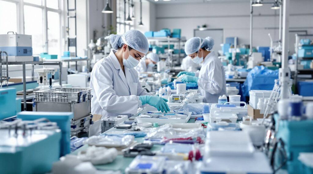 Fabrication de sets de soins médicaux